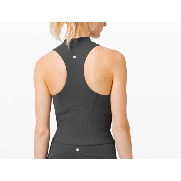 NWT Lululemon Train Free Crop Tank Graphite Grey 4 Activewear NEW - Picture 3 of 9